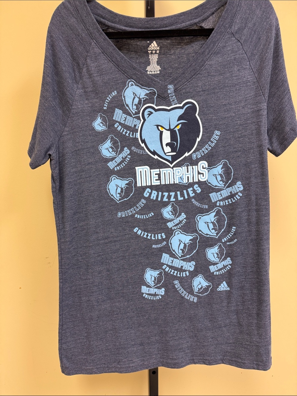 adidas Memphis Grizzlies Heather Navy Blue Graphic Tee